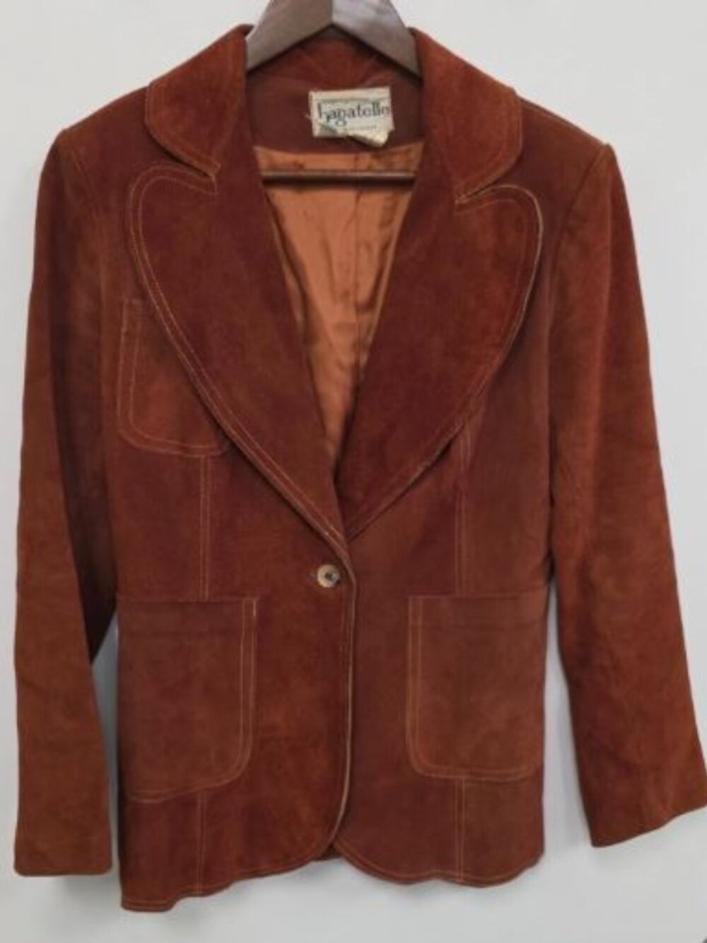 Vintage Leather Suede Jacket Margaret Godfrey Bagatelle XS Rust 70s Union Boho - Picture 2 of 8